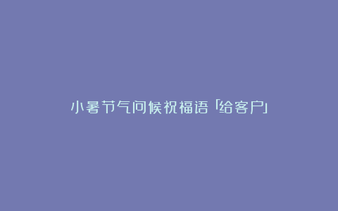 小暑节气问候祝福语「给客户」