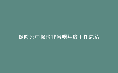 保险公司保险业务员年度工作总结