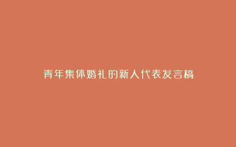 青年集体婚礼的新人代表发言稿