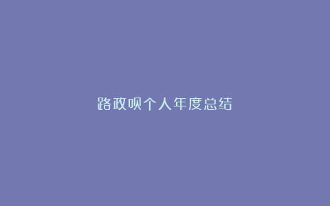 路政员个人年度总结