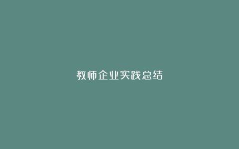 教师企业实践总结