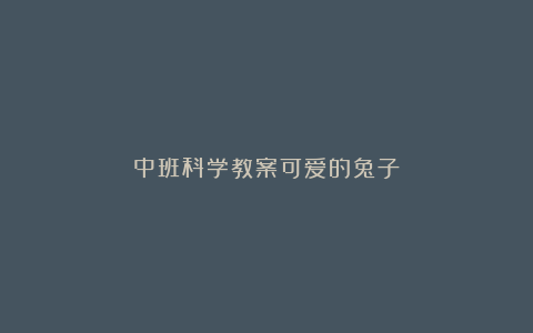 中班科学教案可爱的兔子