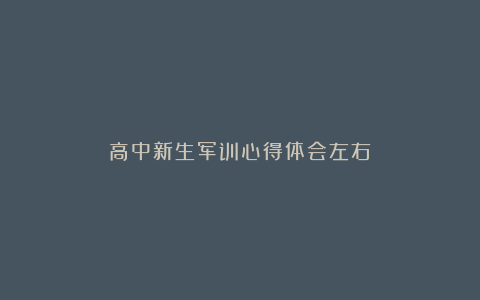 高中新生军训心得体会左右