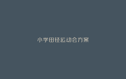 小学田径运动会方案