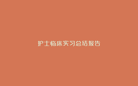 护士临床实习总结报告