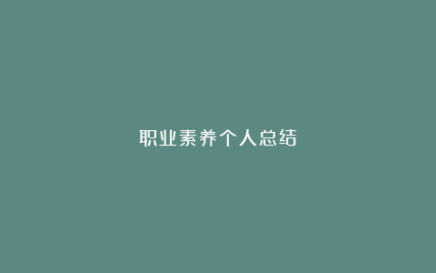 职业素养个人总结