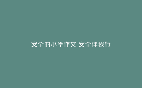 安全的小学作文：安全伴我行