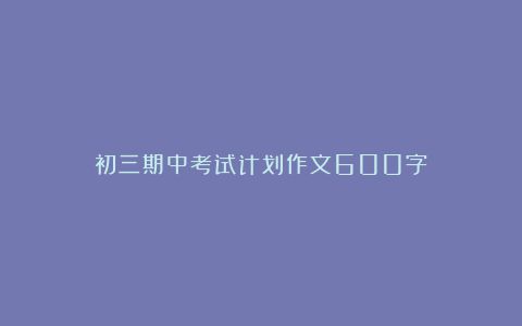 初三期中考试计划作文600字