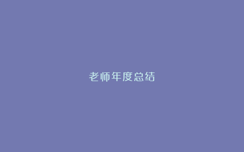 老师年度总结