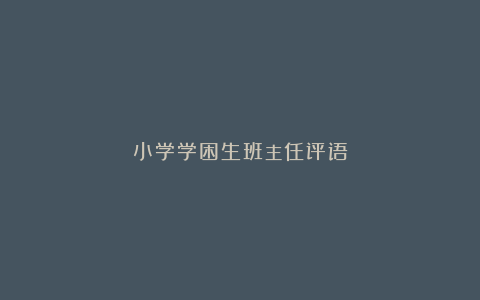 小学学困生班主任评语