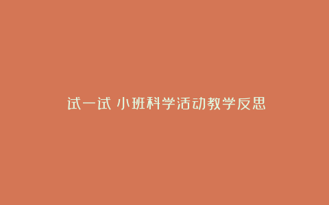 《试一试》小班科学活动教学反思