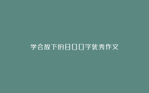 学会放下的800字优秀作文