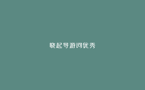 晓起导游词优秀