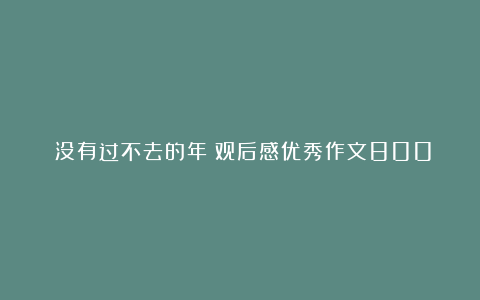 《没有过不去的年》观后感优秀作文800字