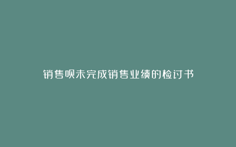 销售员未完成销售业绩的检讨书