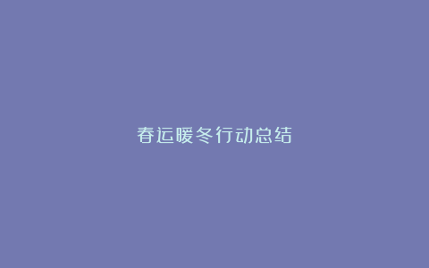 春运暖冬行动总结