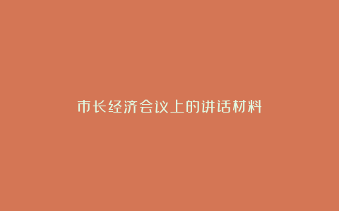 市长经济会议上的讲话材料