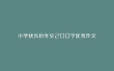 小学快乐的冬至200字优秀作文