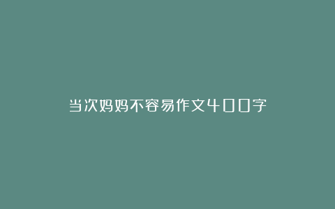 当次妈妈不容易作文400字