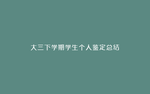 大三下学期学生个人鉴定总结