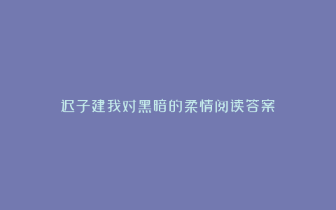 迟子建我对黑暗的柔情阅读答案