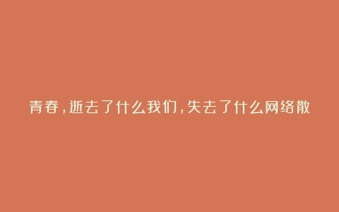 青春,逝去了什么我们,失去了什么网络散文