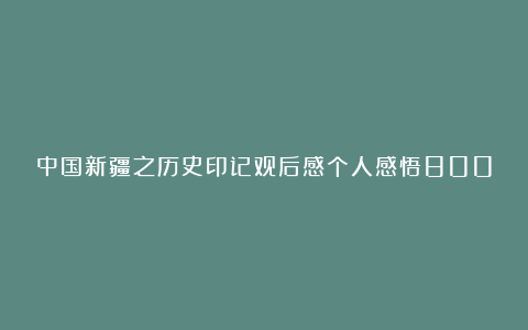 中国新疆之历史印记观后感个人感悟800字