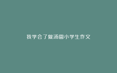 我学会了做汤圆小学生作文