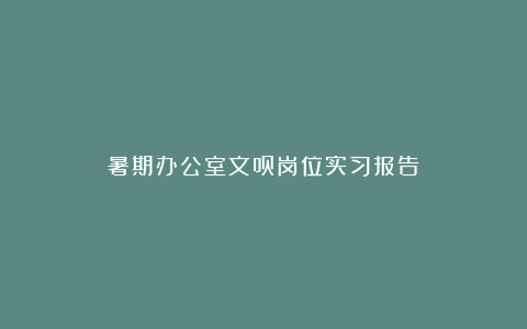 暑期办公室文员岗位实习报告