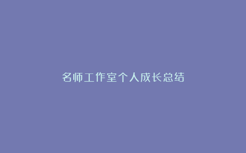 名师工作室个人成长总结