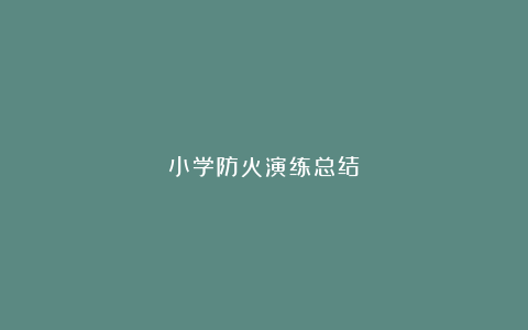 小学防火演练总结