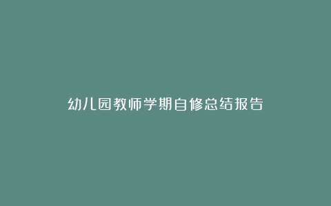 幼儿园教师学期自修总结报告