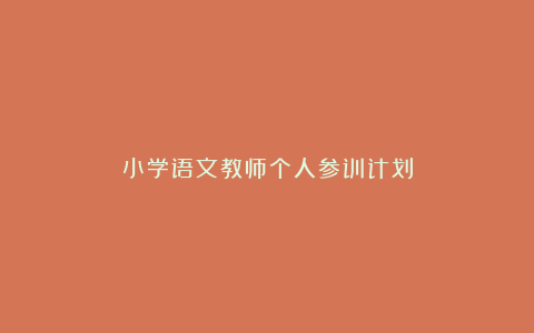 小学语文教师个人参训计划