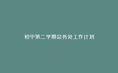 初中第二学期总务处工作计划