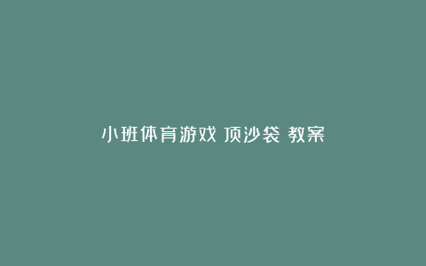 小班体育游戏《顶沙袋》教案