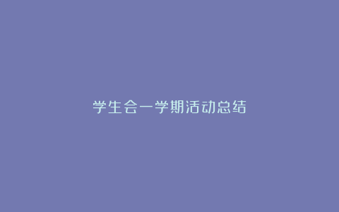 学生会一学期活动总结