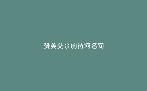 赞美父亲的诗词名句