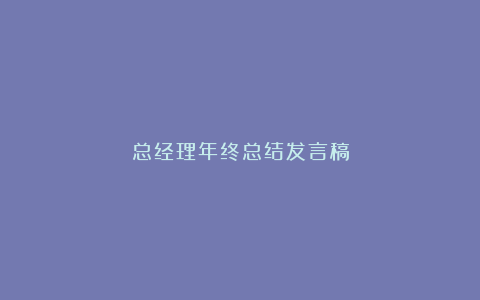 总经理年终总结发言稿