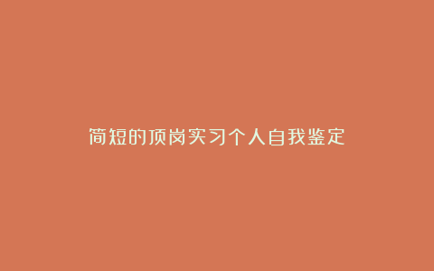 简短的顶岗实习个人自我鉴定