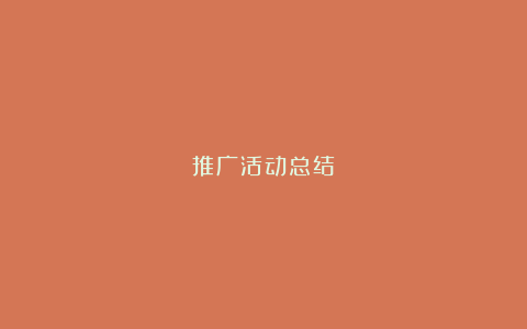 推广活动总结