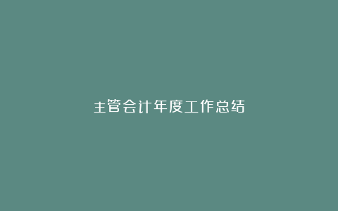 主管会计年度工作总结