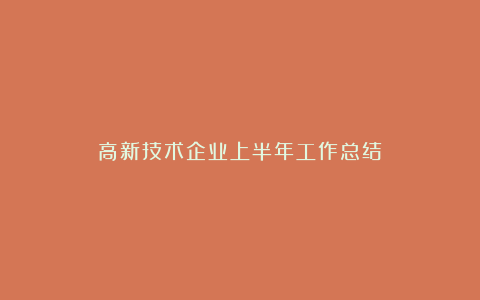 高新技术企业上半年工作总结