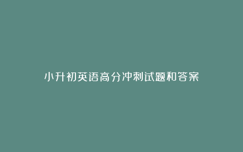 小升初英语高分冲刺试题和答案