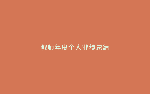 教师年度个人业绩总结