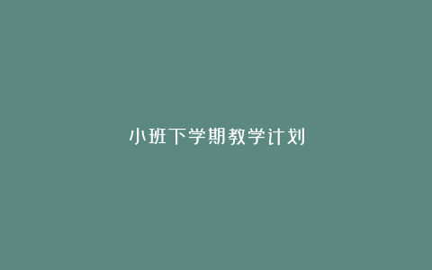 小班下学期教学计划