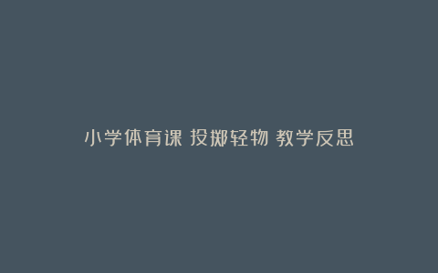 小学体育课《投掷轻物》教学反思