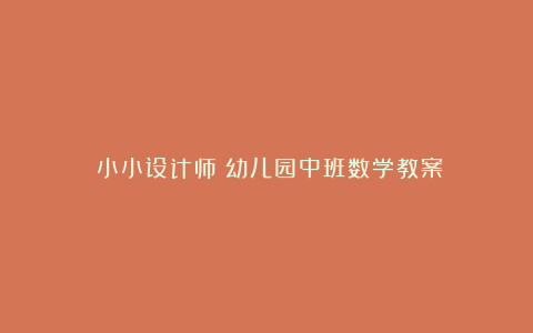 《小小设计师》幼儿园中班数学教案