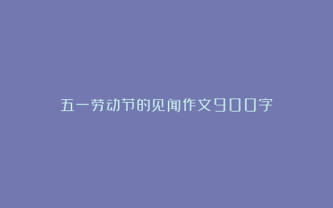 五一劳动节的见闻作文900字