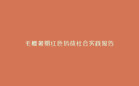 毛概暑期红色抗战社会实践报告