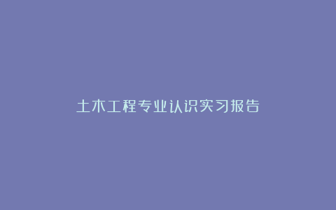 土木工程专业认识实习报告